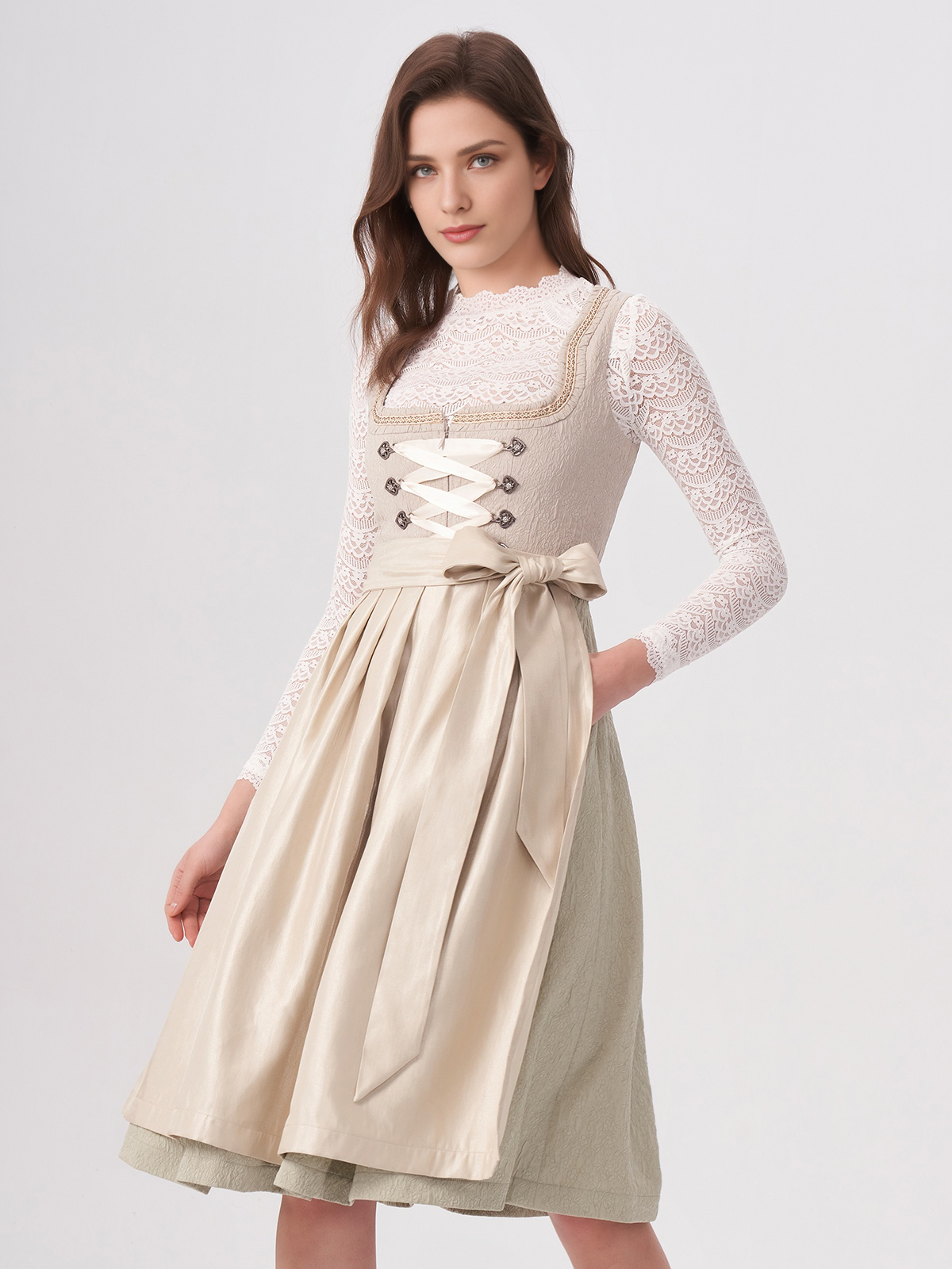 Julia Brown Dirndl in Beige